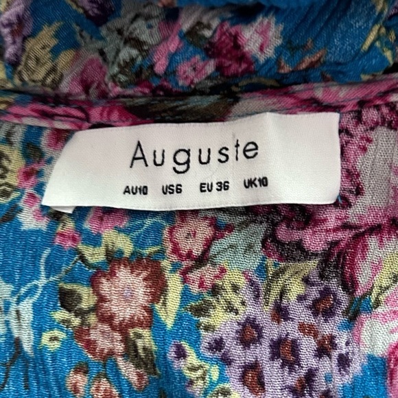 Auguste Beach House Frill Wrap Floral Maxi Dress in Blue Sz 6 - Picture 11 of 12